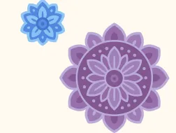 Dwie mandale - jedna duża fioletowa i jedna mniejsza niebieska nad większą