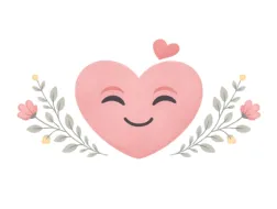 Uśmiechnięte serce otoczone kwiatami