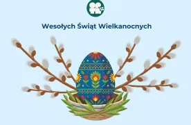 Pisanka w koszyczku z baziami