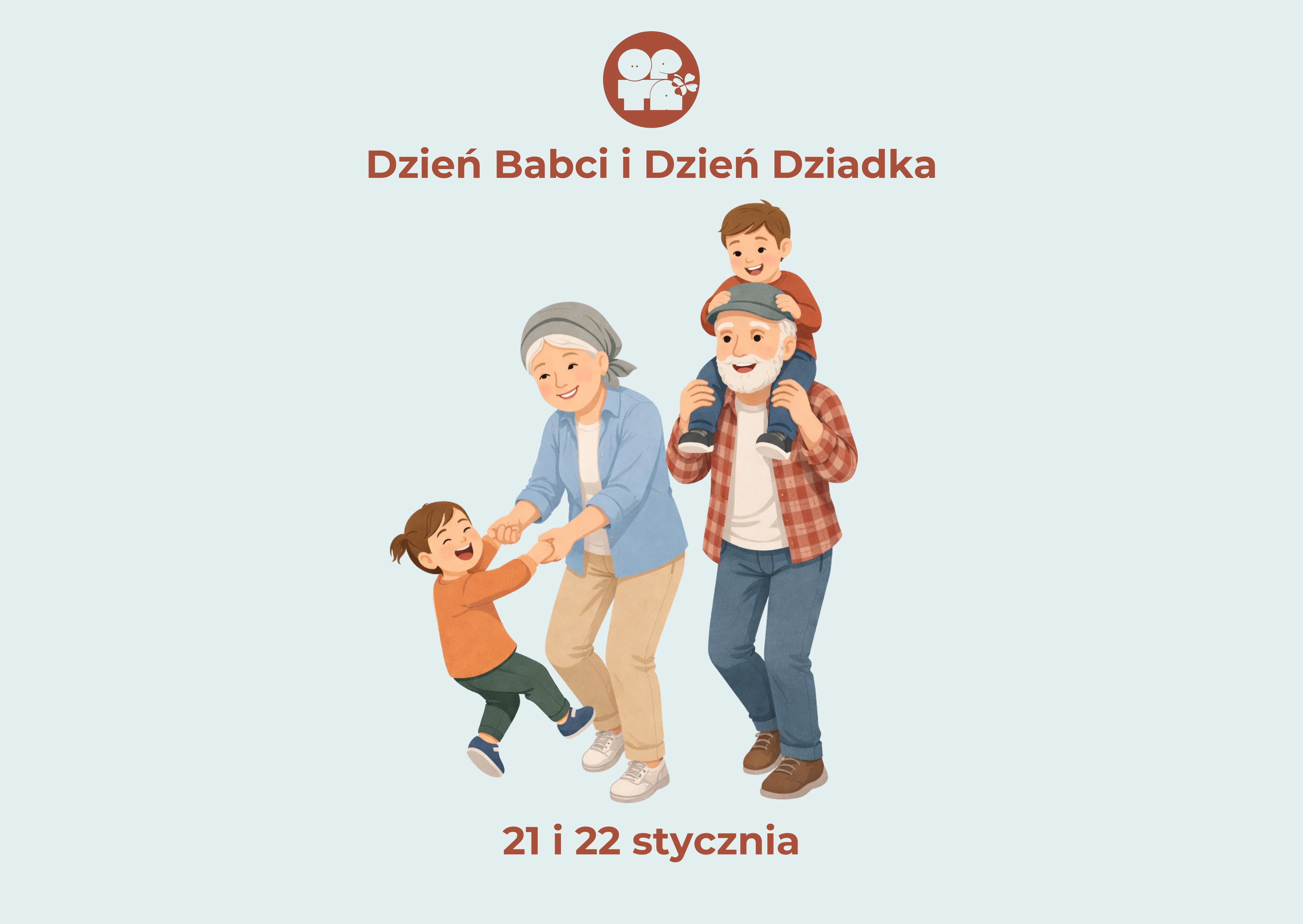 Babcia i dziadek bawiący się ze swoimi wnukami na spacerze