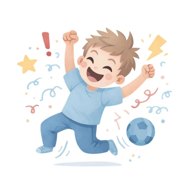 Chłopiec podskakujący w pełni energii